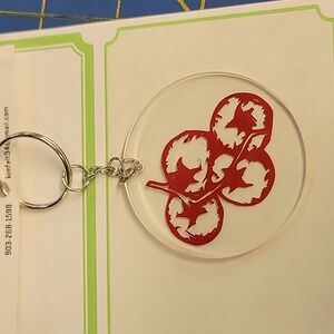 Tomato 4" Acrylic Round Silver Tone Keychain